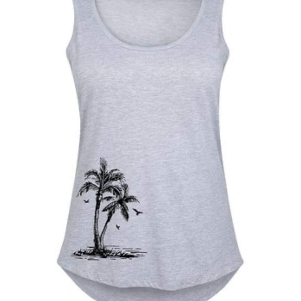 🟦 🟧 Palm Tree Sleeveless Top